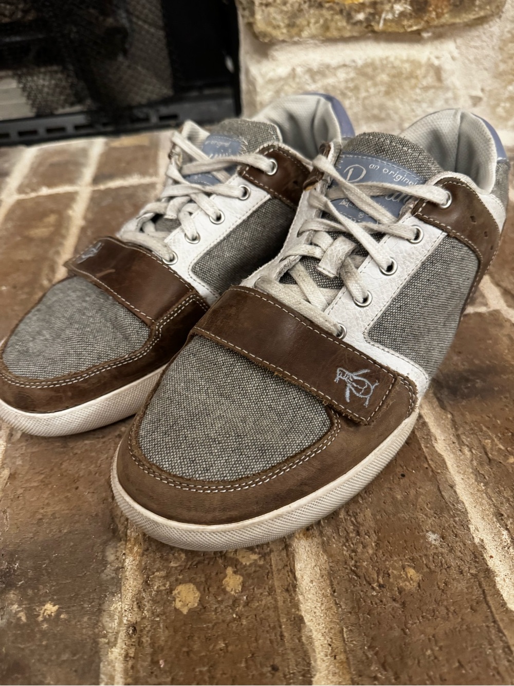 Original Penguin Moby Lo Mens 12 Brown Leather Grey Canvas Y2K Skate Sneakers